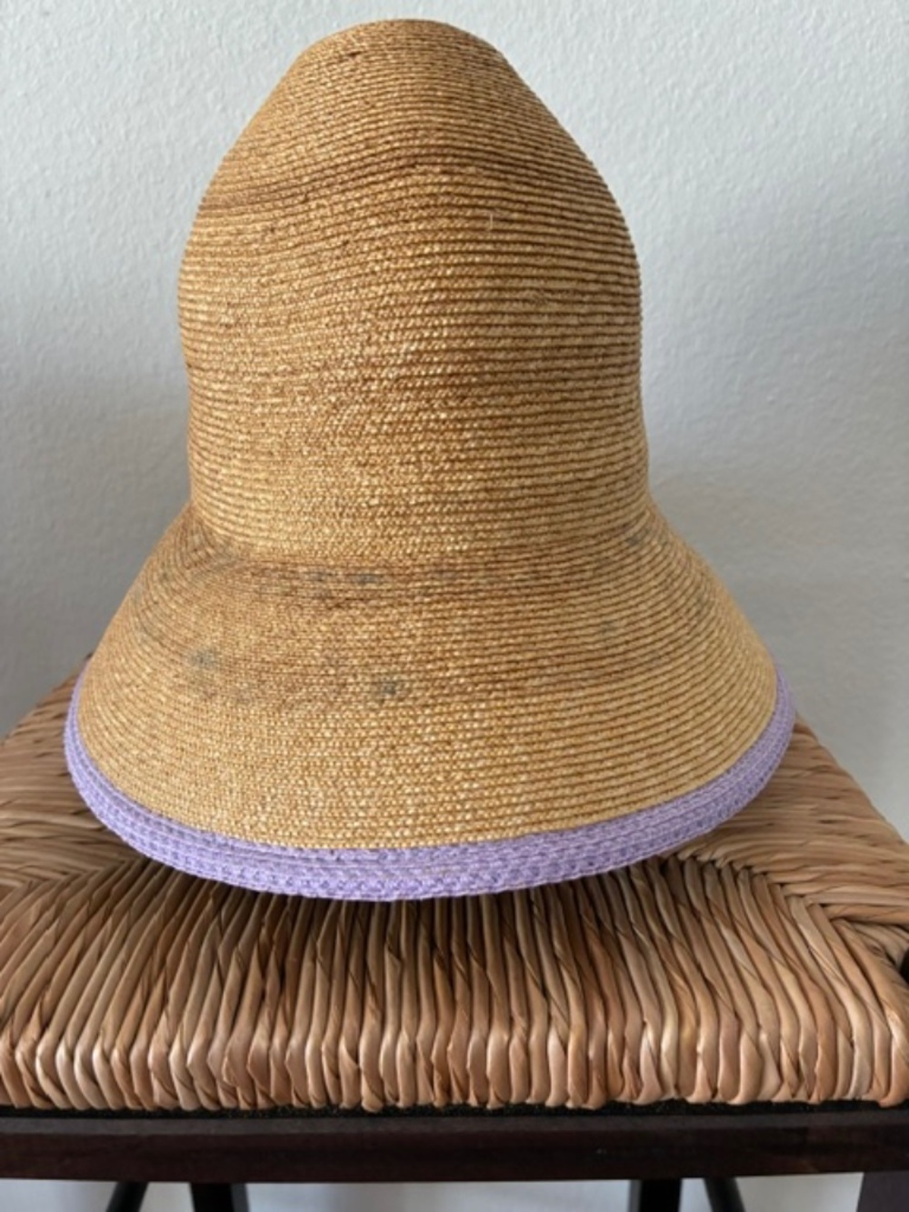 ANNE MOORE CUSTOM DESIGN WOVEN RAFFIA "CLOCHE" HAT